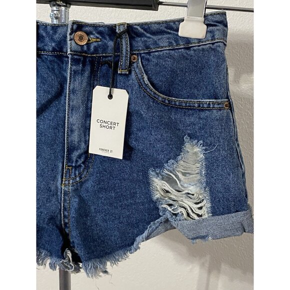 Forever 21 Concert Short Womens 28X2.5 (tag reads 27”) Blue Jean Cutoff Shorts - Picture 8 of 10